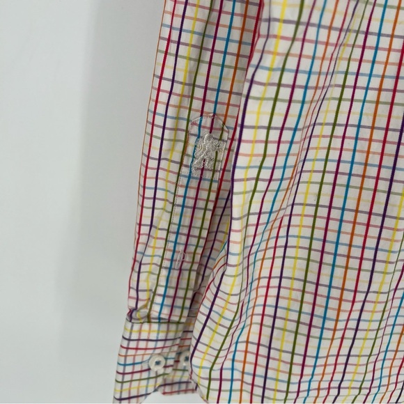 Bugatchi Multicolor Plaid Stripe Button Down Long Sleeve Collared Shirt - Picture 9 of 11